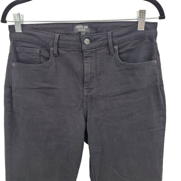 NYDJ Curves 360 Black Jeans 4 High-rise Stretch Tapered Pants Cotton 5 pocket - Picture 4 of 8